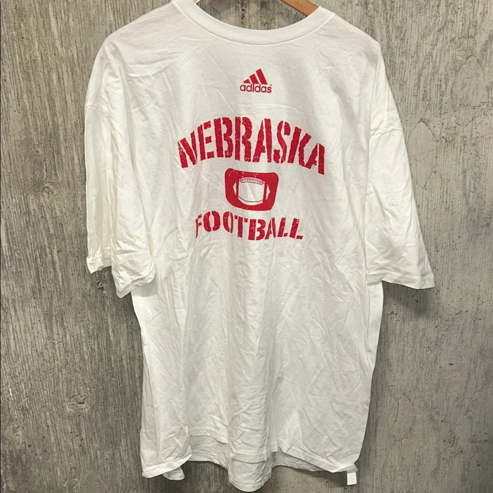 Adidas‎ White and Red Nebraska Football Tee XXL